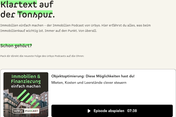 Liquid home Podcast Immobilien - Screenshot https://urbyo.com/de/podcast