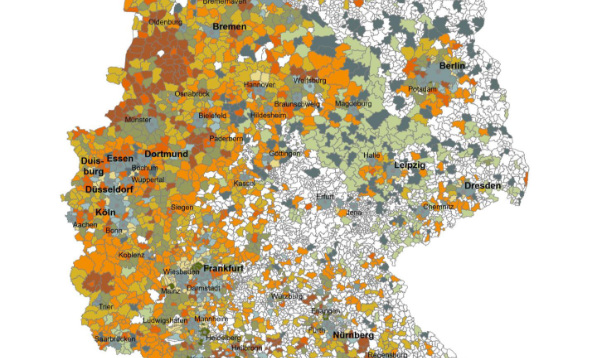 Verteilung der Typen von Gemeinden in Deutschland.