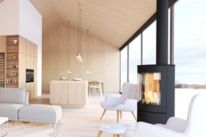 Brandschutz - modernes Wohnzimmer mit Kamin