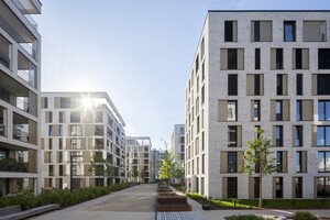 Immobilien als Erbschaftsvermögen - Wohnhäuser Hafengold in Offenbach mit Begrünung
